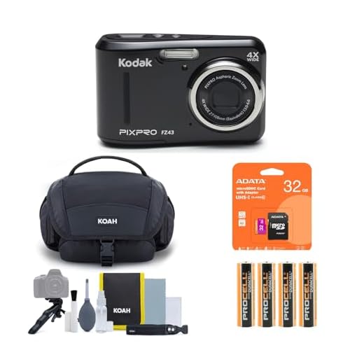 Kodak PIXPRO FZ45 Friendly Zoom Digital Camera (Black) Bundle with 32GB SD Memory Card, Camera Accessory Kit, and AAA Batteries (4-Pack) (4 Items)