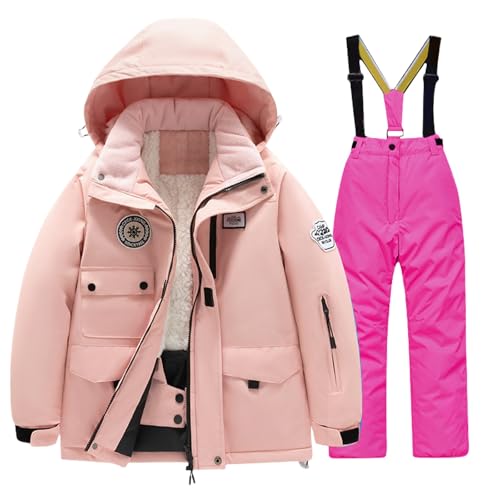 Kids Snowsuit for Boys Girls Children's Winter Hooded Puffer Down Jackets Bib Pants Set Ski Suit Thicken Warm Outfit