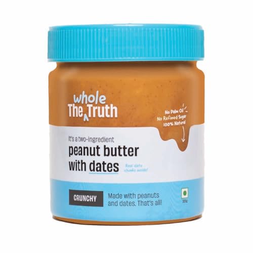 The Whole Truth - Peanut Spread With Dates (Sweetened) | 325 g | Crunchy | No Artificial Sweeteners | No Palm Oil | Gluten Free | No Preservatives | 1