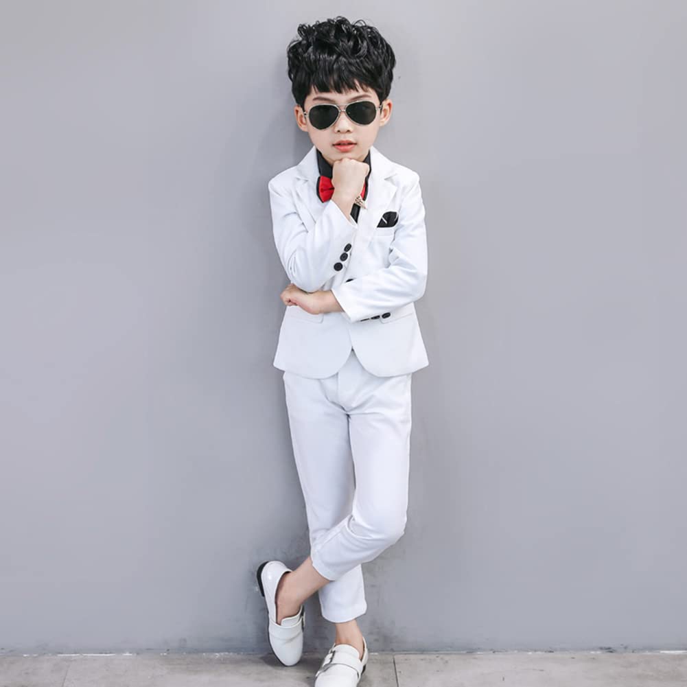 Traje para Niño Boda Ceremonia Conjunto, Blazer + Chaleco + Pantalones + Camisas + Pajarita 5 Piezas Traje de Ceremonia Trajes de Ajustado Traje Formal Ropa de Fiesta Boda