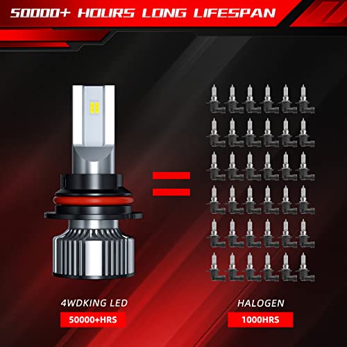 4Wdking 9004/Hb1 Led Headlight Bulbs Replacement, Super Bright For Low Beam/Fog Light With 2Pcs T10, 16000 Lumens Conversion Kit Plug And Play, 6500K Bright White #TOP4