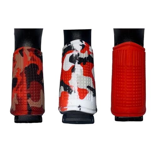 Ares Armory Tactical Grip Sleeve Three Pack for Glock 17 19 19x 20 21 22 23 25 31 32 34 35 37 38 41 43x 44 45 48, V Models (17V, 19V, 19xV, 20V, 21V, 23V) (Red Camo 1 & 2, Red)
