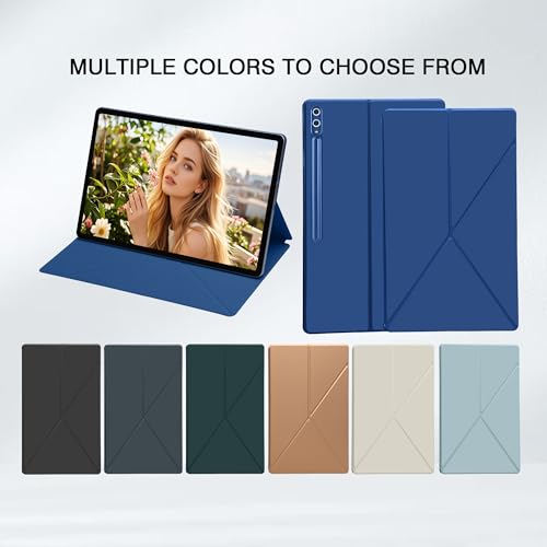 Image of Magnetic Case for Samsung Galaxy Tab S10 Plus 2024 /S9 FE+ /S9 Plus 12.4 Inch 2023 - Model SM-X820 /X826B /X610 /X616B /X810 /X816B Tablet with S-Pen Holder, Auto Wake /Sleep Smart Tablet Cover, Dark Blue