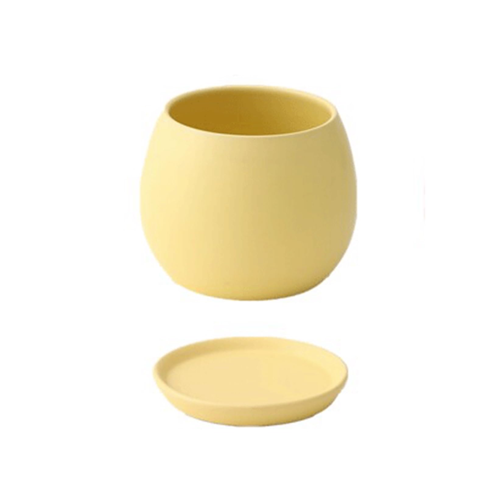 Z4T8M2K6G5 Indoor Plant Pots Ceramic Flower Pot With Saucer, Colors, Minimalist Round Design, Matte Finish Garden Planters(Yellow,Large)