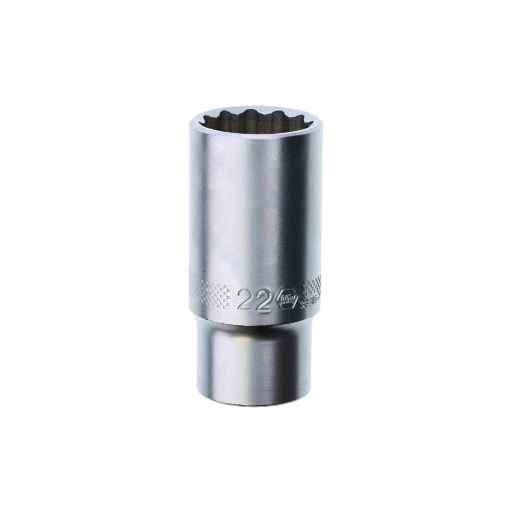 Douille métrique profonde 3/8" Wiha 12 pans 22 x 63 mm en acier allié de haute qualité