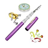 Jatzde Mini Portable Telescopic Pen Fish Rod Combos - Pocket Fishing Pole+ Aluminum Alloy Reel +...