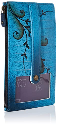 Anna by Anuschka Women's Hand Painted Genuine Leather Credit Card Case - Denim Paisley Floral2