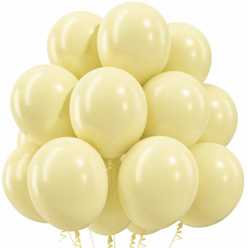 Image of Togvu Pastel Yellow Balloons, 50Pack 12 Inch Light Pale Yellow Latex Party