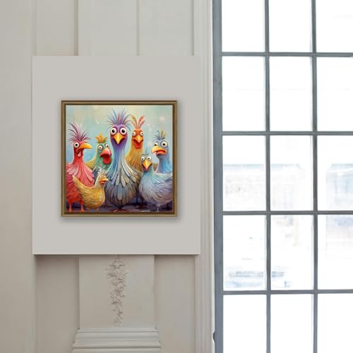 Image of MBNTJHT Chicken Stamped Cross Stitch Kits for Adults Beginners, DIY Animals Needlepoint Counted Cross Stitch Kit for Adults,Cartoon Pattern Stitch Embroidery Kit for Wall Home Decor 14X14 Inch.