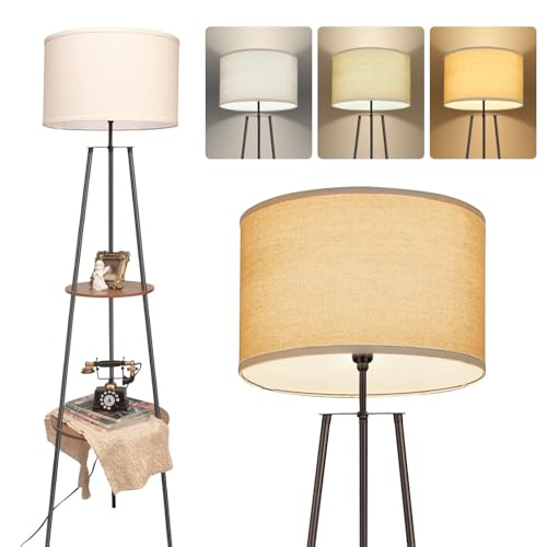 lianheng Candeeiros de pé de tripé para sala de estar, luminária de chão de meados do século com pra