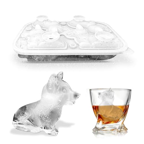 Molde para cubitos de hielo Corgi 3D de silicona con tapa