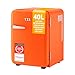 Produktbild TZS First Austria - Retro Mini Kühlschrank 40L lautlos - Kleiner Minikühlschrank im Vintage-Design mit Innenbeleuchtung & 2 Türfächern - Minibar für Camping, Büro, Schlafzimmer & Hotel - orange