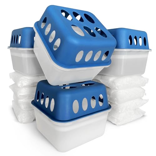 Floordirekt 4 x Luftentfeuchter mit 8 x 400g Nachfüll-Beutel Granulat Raumentfeuchter Nachfüllbar & Wiederverwendbar Blau HAVA