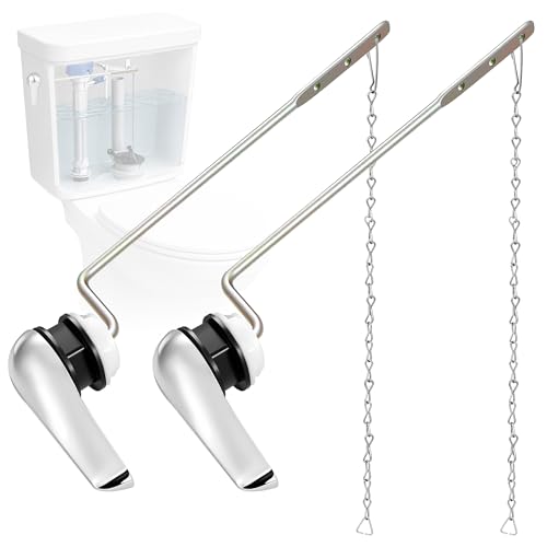 Yupjlia Side Mount Toilet Handle Replacement Kit 2 Pack Toilet Flush Lever Replacement with Anti-Rust Metal Arm Rod/Adjustable Stainless Steel Flapper Chain Tank Bowl Handle Trip Levers