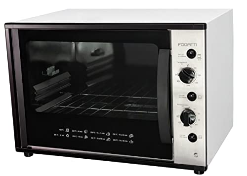 Forno Elétrico Com Espeto Giratório, 60 Litros, Bancada, Fogatti, Interior Easy Clean, Dourador, Até 300Cº 110V