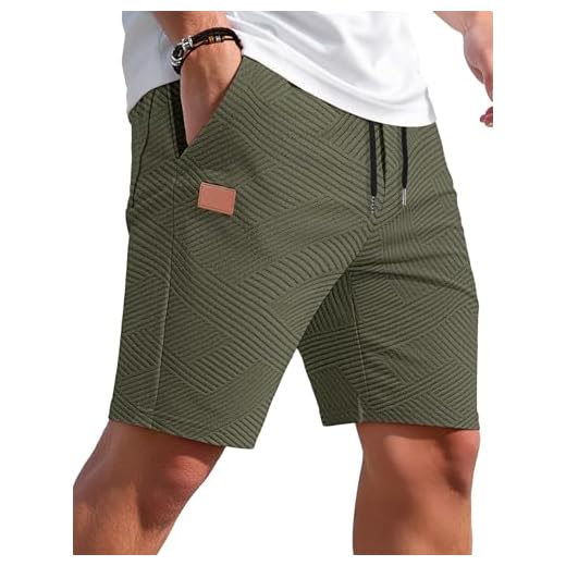 TARAINYA Short Homme Coton Stretch Cordon de Serrage été Casual Court Homme avec Poches Vert Militaire 2XL