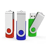 TOPESEL 3 Pack 32GB USB 3.0 Flash Drive Memory Stick Thumb Drives (3 Mixed Colors: Blue Green Red)