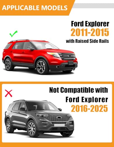 Image of KINGGERI 300lbs Lockable Roof Rack Cross Bars Compatible with Ford Explorer 2011 2012 2013 2014 2015 with Raised Side Rails, Heavy Duty Aluminum Roof Rails Crossbars Luggage Accessories