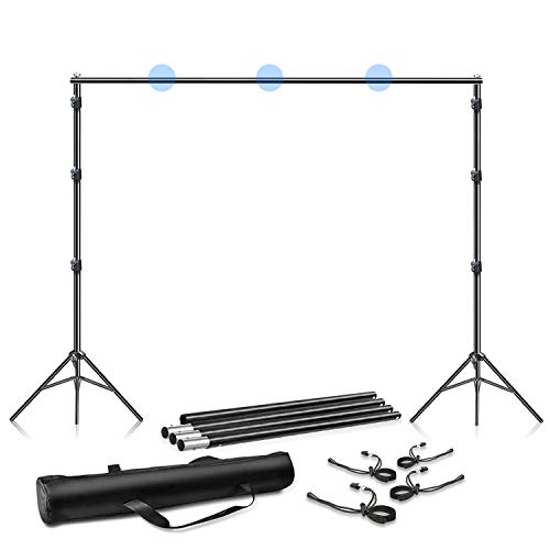 LS PHOTOGRAPHY 10 ft. Wide Adjustable Background Muslin Support Structure System Stand and Cross Bar for Screen Backdrop with 4 Pack String Holder, Stable Thick Pole, Photography Studio, LGG852