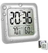 Large Waterproof Bathroom Wall Clock, Big Water Resistant Hanging Shower Clock for Bath Counterto...