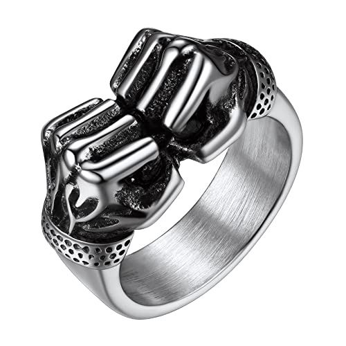Richsteel Anillo Puño 27 Dedo Medio Acero Inoxidable Guante de Boxeo para Raperos Rockeros