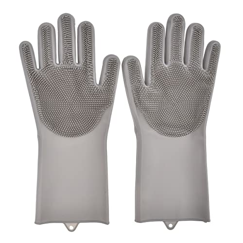 Image of Bagonias Magic Silicone Dish Washing Gloves, Silicon Cleaning Gloves, Silicon Hand Gloves for Kitchen, Pet Grooming, Great for Washing Dishes, Cars, Bathrooms, Floor Cleaning (Multicolor, 1 Pair)