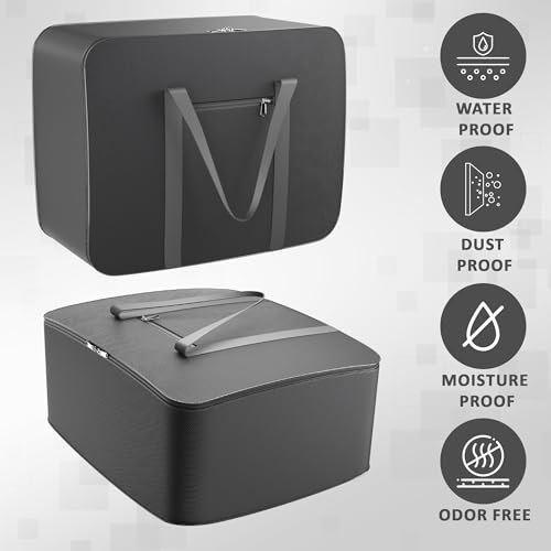 Image of Kuber Industries Storage Bag | Clothes Storage Bag | Rexine Underbed Storage Bag | Wardrobe Organizer For Blanket-Comforters | Foldable Attachi Bag With Handle | Large | Grey, 47 Cm