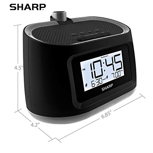 Sharp Lcd And Projection Alarm Clock With 8 Soothing Nature Sleep Sounds – Project Onto Wall Or Ceiling, Black With Gunmetal Trim #TOP4