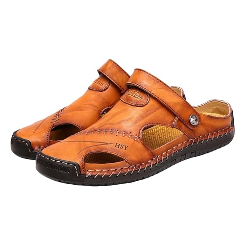 Sandalias de piel para hombre, zuecos de verano, sandalias deportivas al aire libre, zapatillas cerradas, zapatillas de ocio, suela de goma, sandalias de senderismo, antideslizantes, zapatos de