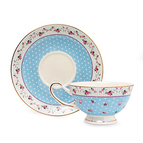 Glen Mila Bone China Tea Cups Porcelain Floral Tea Cups With Spoon Bone China Rose Teacups, 7 Ounces #TOP5
