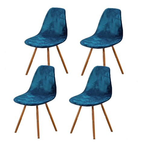 Highdi Fundas para Sillas de Comedor Elásticas, 4 Piezas Fundas Sillas Ajustables Terciopelo Funda de Silla Nordica Cocina Azul Fundas para Silla Protectoras de Sillas Escandinavas