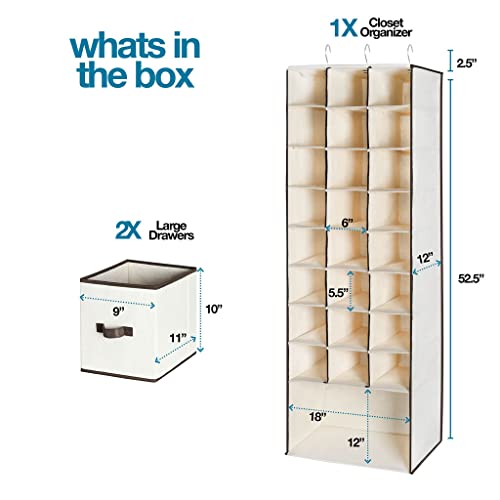 Hanging Shoe Organizer For Closet 27 Pocket Storage Shoes Hanging Rack Holder Over Rod Hanger Caddy For Bedroom Closets Fabric Racks Organizers 48" H 14" D 18" W - Thumbnail 4