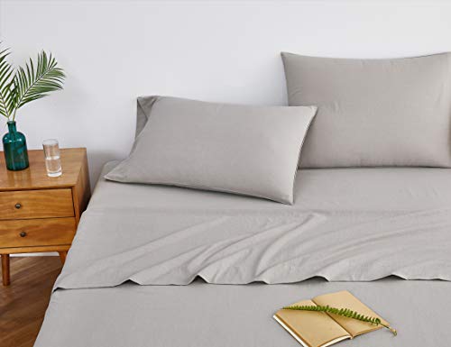 Dapu Cotton Linen Blend Sheets Set, 55% French Linen 45% Long-Staple Cotton, Breathable And Durable, 4 Pcs Set - 1 Flat Sheet, 1 Fitted Sheet, 2 Pillowcases (Gray/Cotton Linen, King) #TOP4