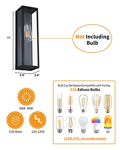 Boca Do Lobo Outdoor Sconce Lights, Porch Light Fixtures, Matte Black And Brass Frame Wall Lights With Clear Glass Shade For Garage, Patio, Doorway, Hallway #TOP1