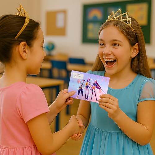 Glowiibo Set mit 12 Einladungskarten Kindergeburtstag Mädchen mit passenden Umschlägen – für Kinder, Mädchen – Vorgedruckte Karten auf Deutsch für Geburtstagsparty und Feier