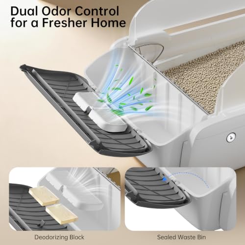 Image of Self Cleaning Cat Litter Box, Open Top Automatic Litter Box, App Control | Anti-Pinch Safety Sensors, 6.5L Waste Drawer with Odor Control, 20 Waste Bags, Large Capacity for Big Cats & Multi-Cat Homes