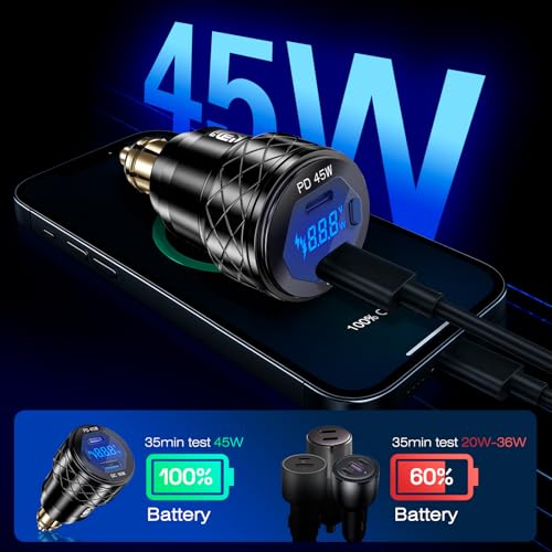 Din Hella Stecker auf USB Ladegerät Adapter: 45W USB C PD3.0 & 18W QC3.0 Motorrad Ladegerät Steckdose für 12V-24V BMW Triumph Tiger Ducati, Wasserdicht Dual Phone Schnellladeanschluss Powerlet mit LED