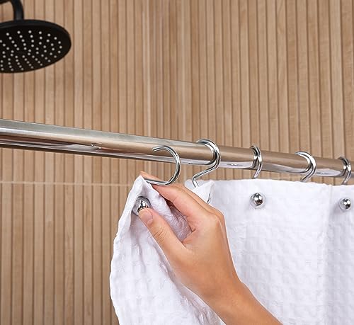 Hermosa Collection Luxury S Shower Curtain Hooks (12-Pack) Hotel Quality Silver Chrome Finish | Bathroom Accessories | Non-Slip Ball End | Easy to Hang - Thumbnail 5