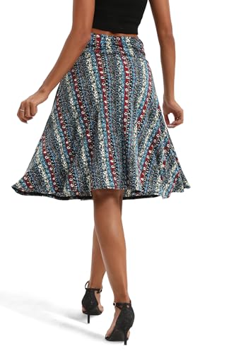 Image of Urban CoCo Women's Ruched High Waist Knee Length Jersey A-Line Stretchy Flared Casual Skirt