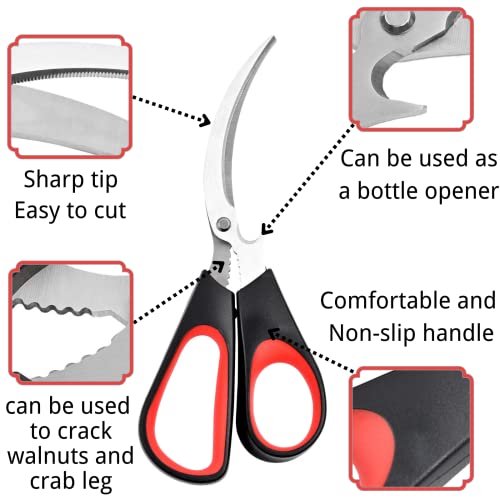 2 Pcs Kitchen Shears, Multifunctional Stainless Steel Kitchen Scissors, Heavy Duty Kitchen Scissors For Chicken, Fish, Shrimp, Vegetables #TOP3