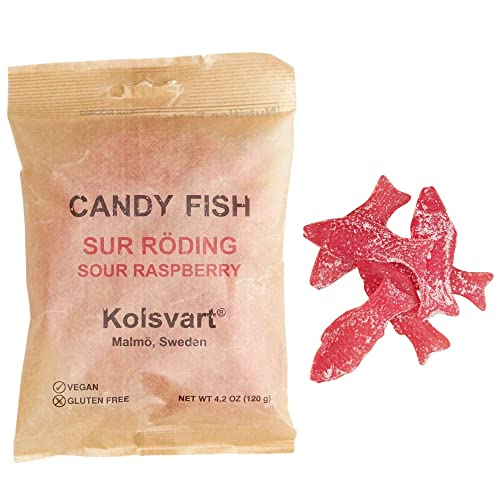 Kolsvart Sour Raspberry Swedish Candy (Vegan & Gluten Free), 4.2 Ounces (Pack Of 5) With Snack Bag Clip By Intfeast #TOP3