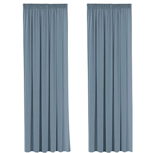 Blackout Curtain Panels Thermal Insulated Window Curtains for Bedroom/Living Room, Darkening & Noise Reducing Pencil Pleat Drapery with Two Free Tiebacks - Citadel - 2 Panels , 46" Width x 72" Depth
