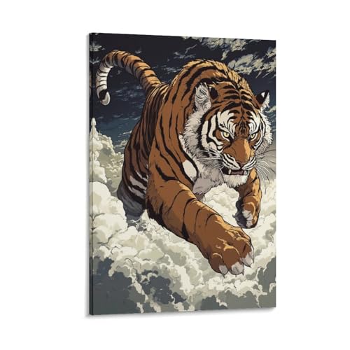 Tigre murale déco de peinture sur toile 30x45cm pour chambre