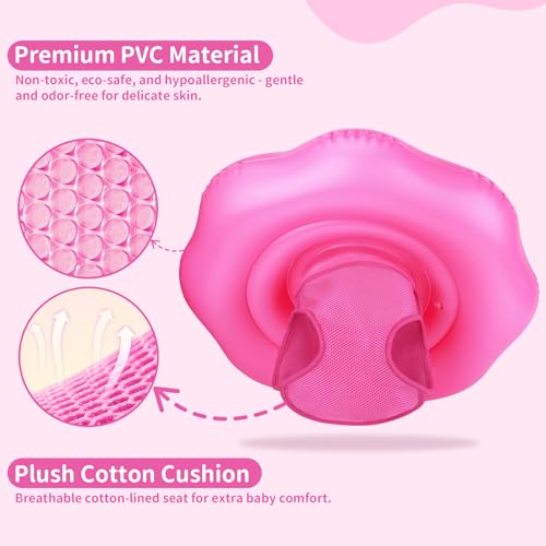 Swimbobo Baby Swimming Floats with Adjustable Seat,PVC Double-Layer Inflatable Baby Infant Pool Floats for Toddlers (Red Ice Cream) — view 2