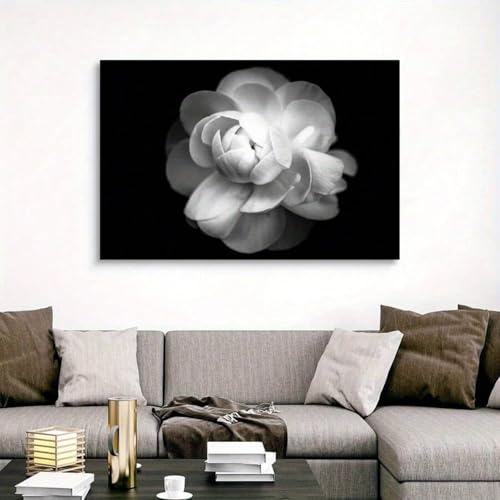 Toile fleur de camélia noir et blanc XINBAO cadre 21x30 cm pour salon - 3