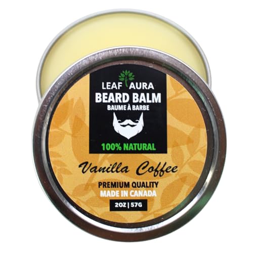 Leaf Aura Beard Balm (Vanilla Coffee)- Premium Quality, 100% Natural & Made In Canada,57G