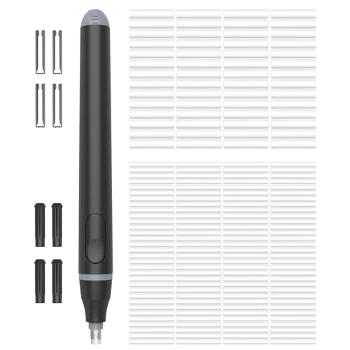 Cuteefun Goma de Borrar Electrica, Borrador Eléctrico con 220 Piezas Reemplazable, 2 Tamaños, Funciona con Pilas, Goma Automatica para Dibujarr, Ideal para Artistas, Estudiantes, Ingeniero, Negro