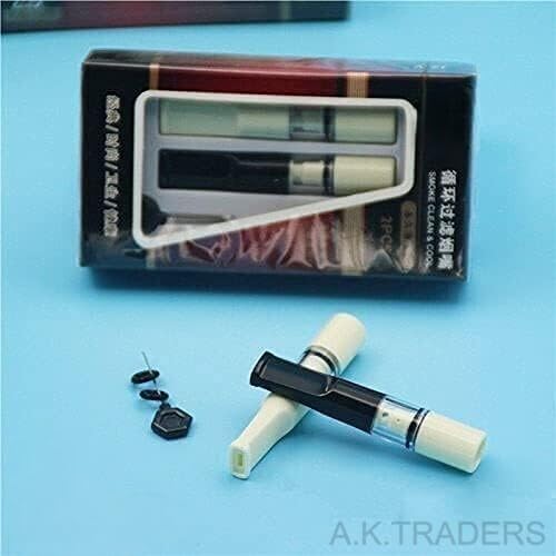 A.K.TRADERS Cleaning Reusable Ash Filter Cigarette Holder - Reduce Tar Smoke Tobacco - (Standard, Silver and Brown, 2 Pieces) Lightweight Compact Design Easy Maintenance Smoking Accessory 2