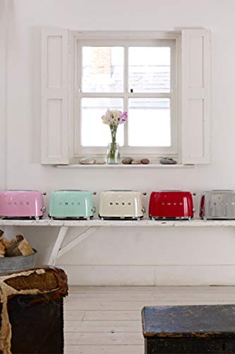 Image of Smeg Toaster, 2 Wide Slot, Original Italian Brand, Patented Smeg Color, Auto Center for Even Browning, Smart Crumb Tray Drawer, Multi-Use: Defrost, Reheat & Bagel, 6 Toast Level, 950W (Cream)