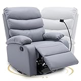 hzlagm Swivel Rocker Recliner Chairs, Manual Rocking Recliner Chair with Microfiber Technology Fabri
